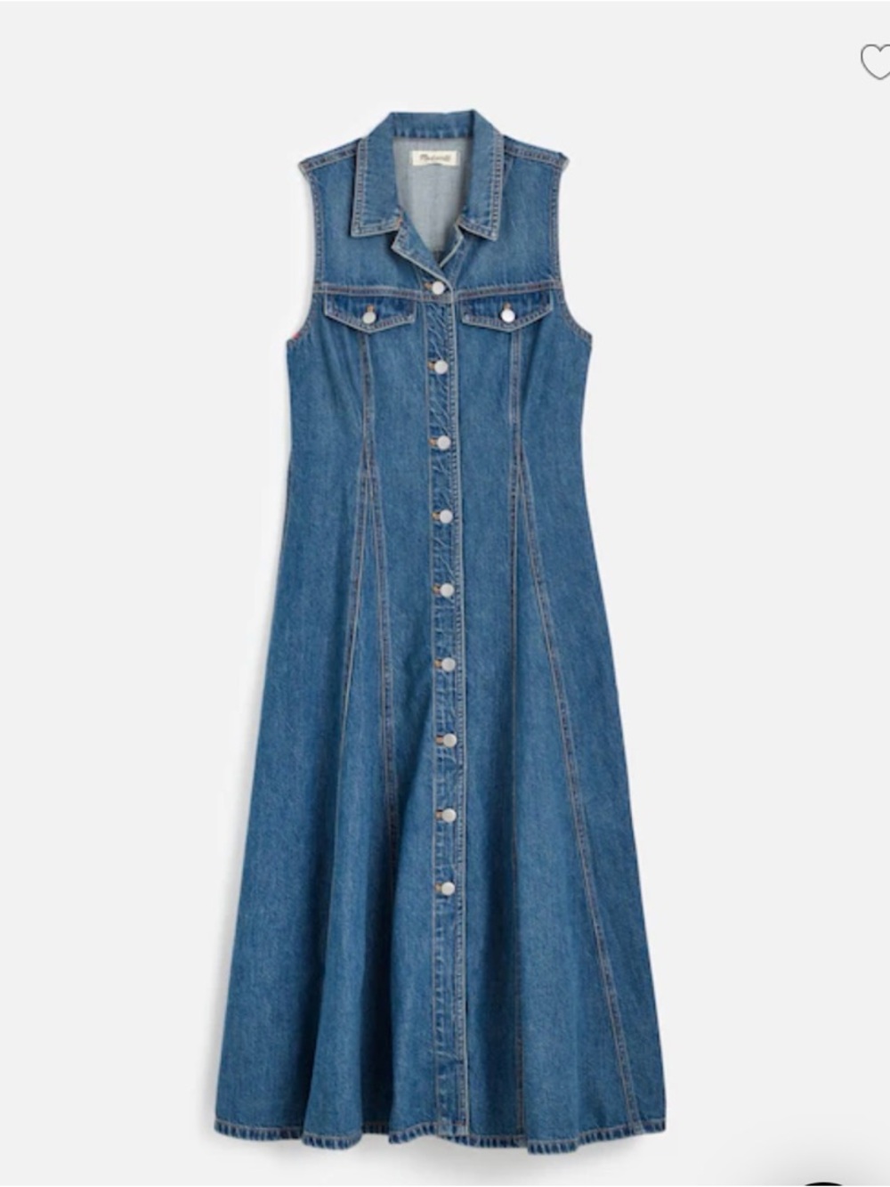 Madewell Sleeveless Button-Front Denim Maxi Dress in Blue